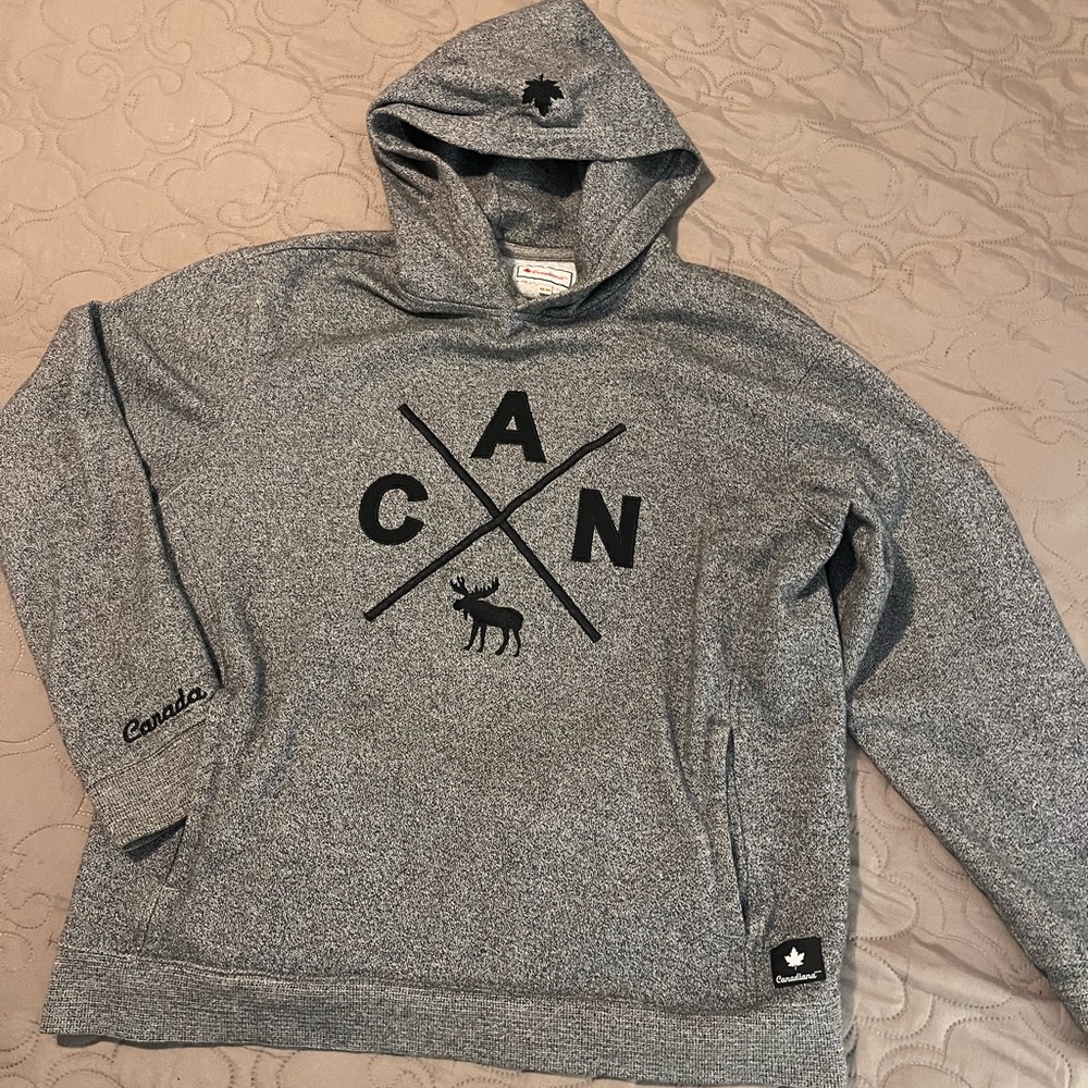 Heather Gray Hoodie with Black Graphic